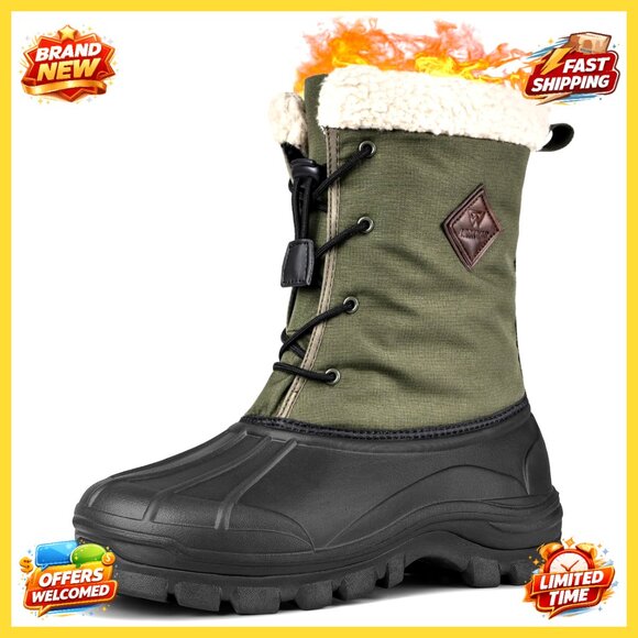 Men's Winter Waterproof Insulated Snow Boots Non-Slip Lightweight Tactical